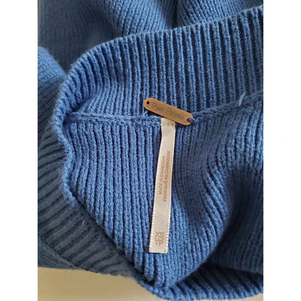 Free People Easy Street Sweater Vest Cobalt Blue Ribbed V-Neck XS OB1751760 - Picture 3 of 11